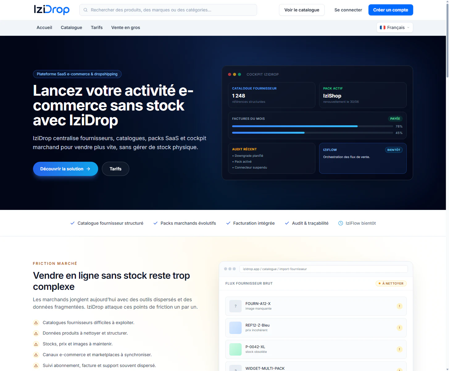 IziDrop : page d’accueil de la plateforme
